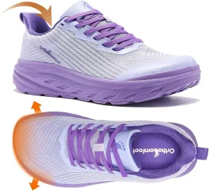 Women's Orthopedic Diabetic Wide Running Shoes: Comfortable Casual Arch Support Plantar Fasciitis Fashion Sneakers, High Arch Work Tennis Walking Shoes for Foot and Heel Pain Relief