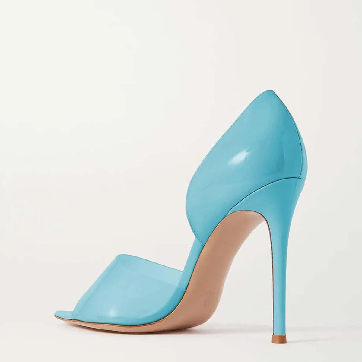 Women's Pointed Open Toe Stiletto High Heels Sandals,Geometric Patent Leather Back Slippers for Sexy Ladies,Peek Arch Slip on Mules with Daily Work Girls,Translucent PVC Strappy for Bridal Wedding Masquerade Event Size US 4-16