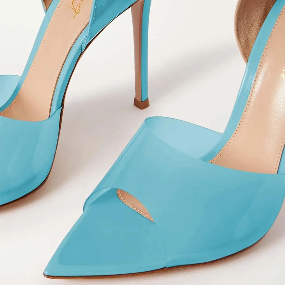 Women's Pointed Open Toe Stiletto High Heels Sandals,Geometric Patent Leather Back Slippers for Sexy Ladies,Peek Arch Slip on Mules with Daily Work Girls,Translucent PVC Strappy for Bridal Wedding Masquerade Event Size US 4-16