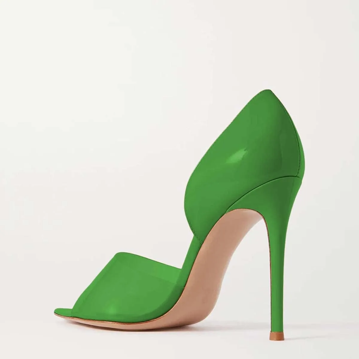 Women's Pointed Open Toe Stiletto High Heels Sandals,Geometric Patent Leather Back Slippers for Sexy Ladies,Peek Arch Slip on Mules with Daily Work Girls,Translucent PVC Strappy for Bridal Wedding Masquerade Event Size US 4-16