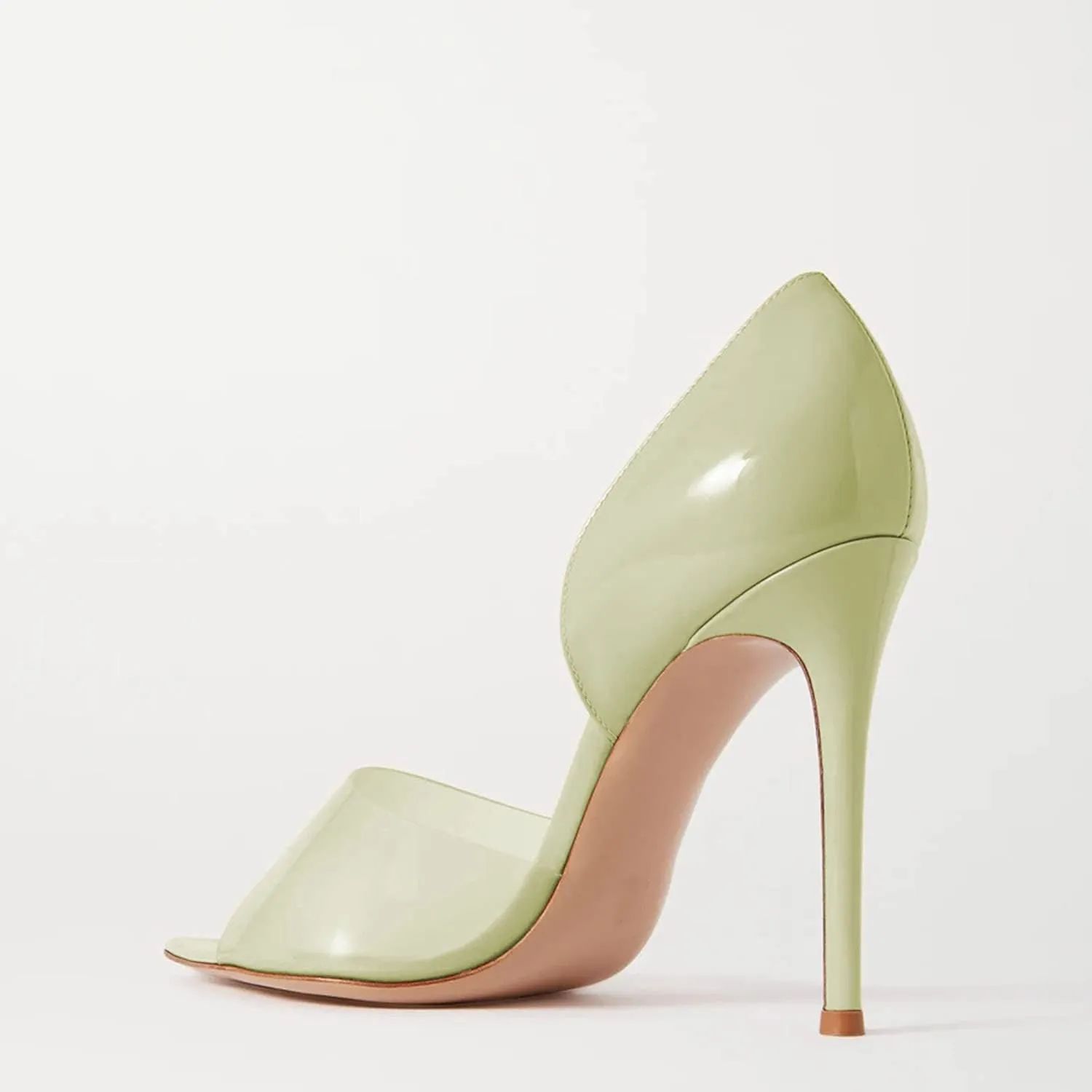 Women's Pointed Open Toe Stiletto High Heels Sandals,Geometric Patent Leather Back Slippers for Sexy Ladies,Peek Arch Slip on Mules with Daily Work Girls,Translucent PVC Strappy for Bridal Wedding Masquerade Event Size US 4-16