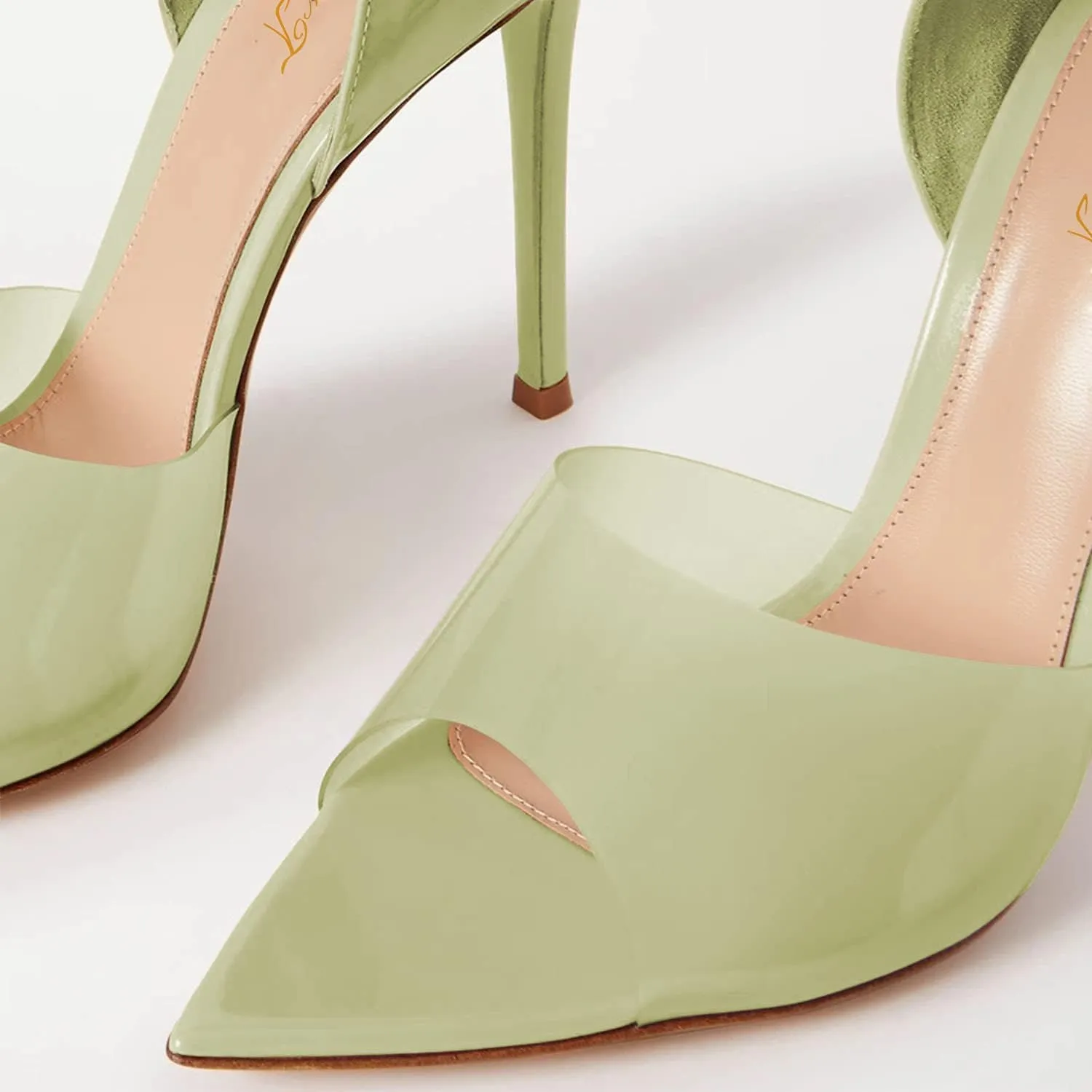 Women's Pointed Open Toe Stiletto High Heels Sandals,Geometric Patent Leather Back Slippers for Sexy Ladies,Peek Arch Slip on Mules with Daily Work Girls,Translucent PVC Strappy for Bridal Wedding Masquerade Event Size US 4-16