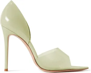 Women's Pointed Open Toe Stiletto High Heels Sandals,Geometric Patent Leather Back Slippers for Sexy Ladies,Peek Arch Slip on Mules with Daily Work Girls,Translucent PVC Strappy for Bridal Wedding Masquerade Event Size US 4-16