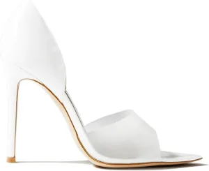 Women's Pointed Open Toe Stiletto High Heels Sandals,Geometric Patent Leather Back Slippers for Sexy Ladies,Peek Arch Slip on Mules with Daily Work Girls,Translucent PVC Strappy for Bridal Wedding Masquerade Event Size US 4-16