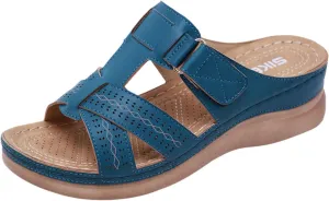 Womens Slide Sandals Arch Support Slides Slip on Plantar Fasciitis Vintage Hollow Summer Slippers Casual Outdoor Round Toe Shoes Fashion Flat Minimalist Sandal