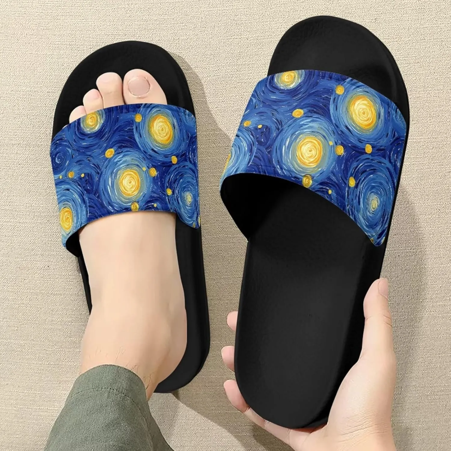 Womens Slide Sandals Non-Slip Bathroom Shower Slipper Shoes House Slides Indoor Outdoor Fashion Beach Sandals Size 6-13.5