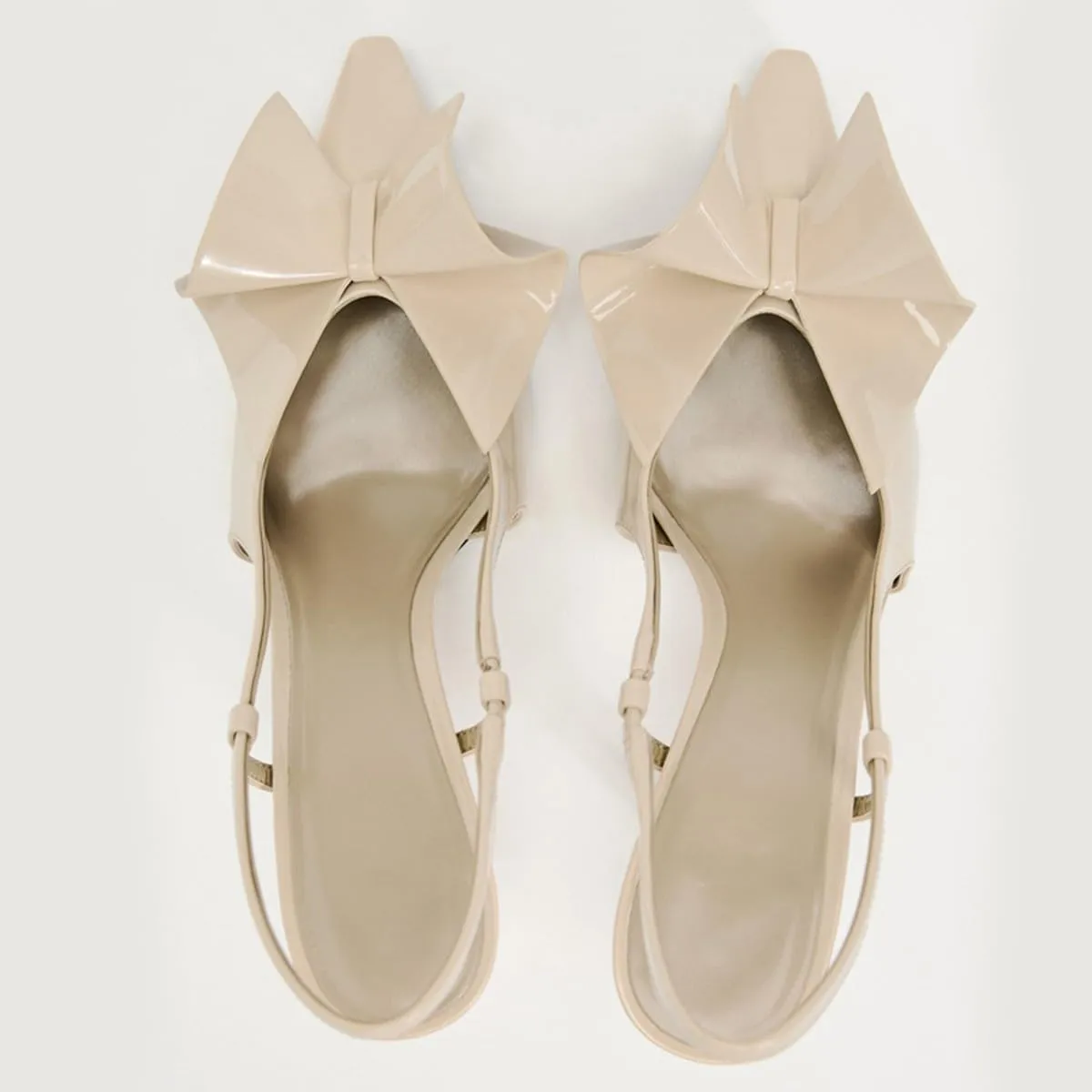 Women's Slingback High Heels Mules Faux Patent Leather Pump Bow Detail Buckle Closure Thin Heel Pointed Toe Wedding Party Office Dance Dress Shoes