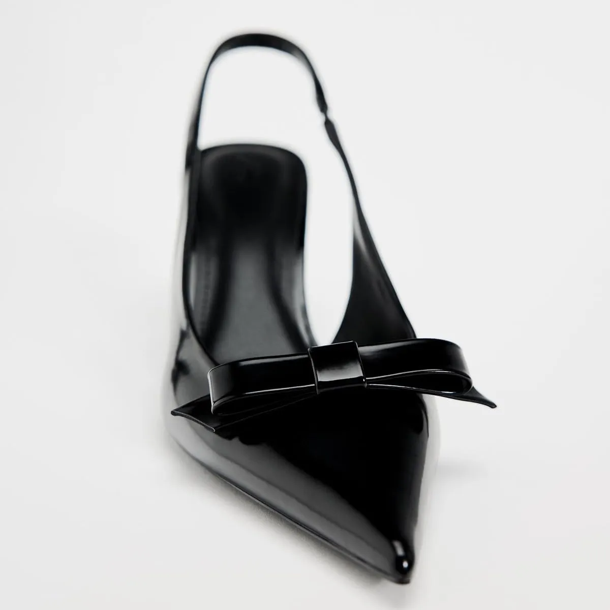 Women's Slingback High Heels Mules Faux Patent Leather Pump Bow Detail Buckle Closure Thin Heel Pointed Toe Wedding Party Office Dance Dress Shoes