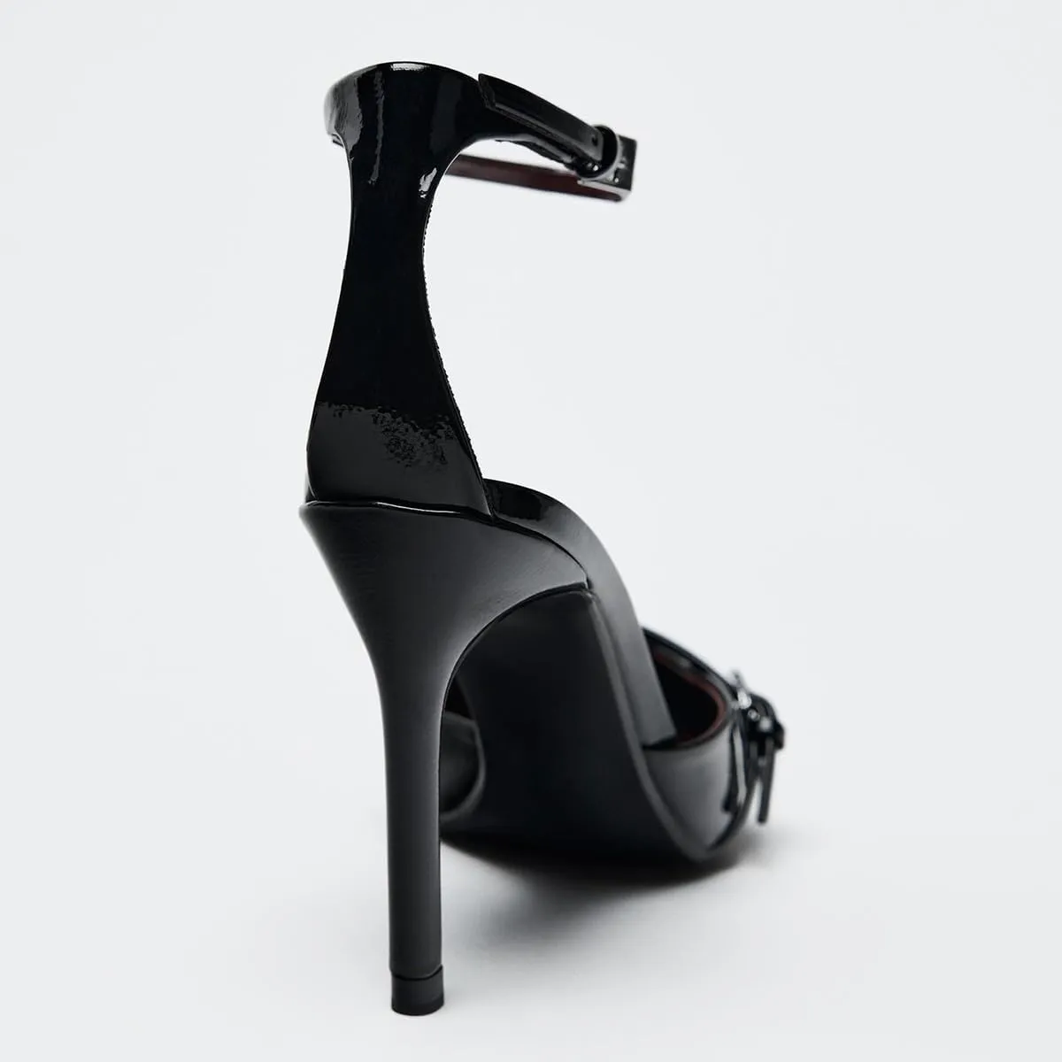 Women's Slingback High Heels Mules Faux Patent Leather Pump Bow Detail Buckle Closure Thin Heel Pointed Toe Wedding Party Office Dance Dress Shoes