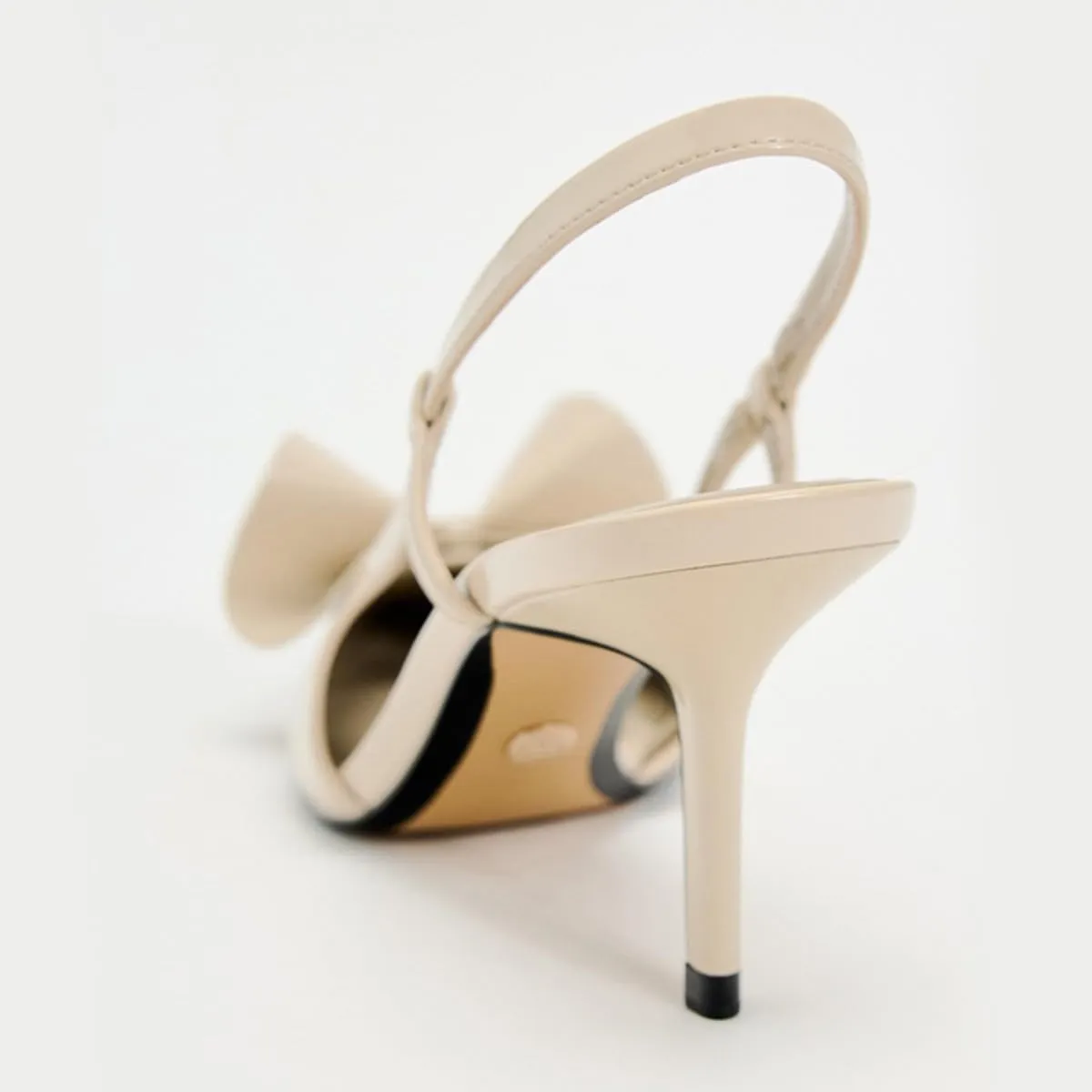 Women's Slingback High Heels Mules Faux Patent Leather Pump Bow Detail Buckle Closure Thin Heel Pointed Toe Wedding Party Office Dance Dress Shoes
