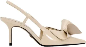 Women's Slingback High Heels Mules Faux Patent Leather Pump Bow Detail Buckle Closure Thin Heel Pointed Toe Wedding Party Office Dance Dress Shoes