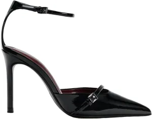 Women's Slingback High Heels Mules Faux Patent Leather Pump Bow Detail Buckle Closure Thin Heel Pointed Toe Wedding Party Office Dance Dress Shoes