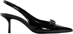 Women's Slingback High Heels Mules Faux Patent Leather Pump Bow Detail Buckle Closure Thin Heel Pointed Toe Wedding Party Office Dance Dress Shoes