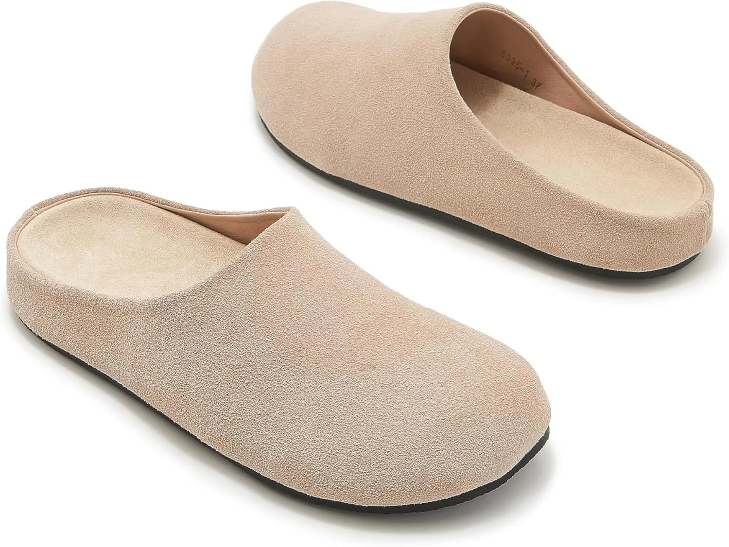 Women's Suede Clogs Round Toe Leather Mules Cork Footbed Clog with Arch Support Comfort Casual Slip-on Fall Shoes