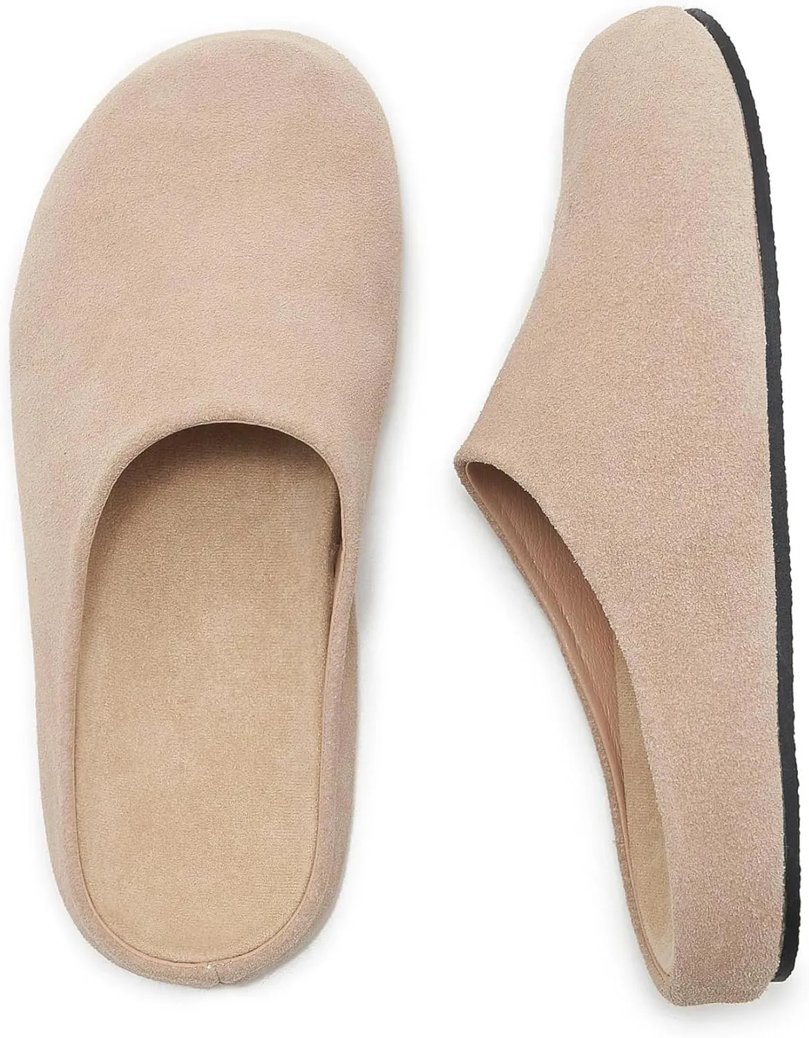 Women's Suede Clogs Round Toe Leather Mules Cork Footbed Clog with Arch Support Comfort Casual Slip-on Fall Shoes
