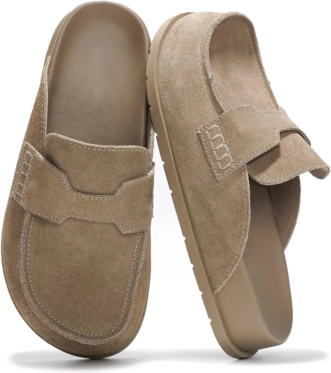 Women's Suede Clogs Slingback Mules for Women Clogs with Strap for Women Non Slip Cork Footbed Sandals