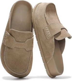 Women's Suede Clogs Slingback Mules for Women Clogs with Strap for Women Non Slip Cork Footbed Sandals