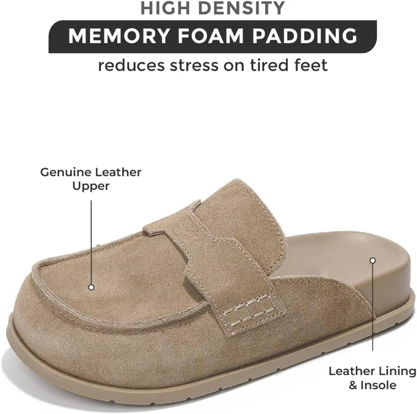 Women's Suede Clogs Slingback Mules for Women Clogs with Strap for Women Non Slip Cork Footbed Sandals