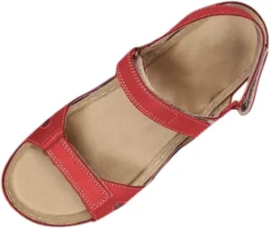 Womenyiaor Women's Red Orthopedic Arch Support Sandals, Size 9, Ankle Strap, Open Toe, Wedge Heel, Casual Flat Sandals