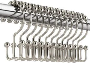 Xiureim Double Glide Shower Hooks - Rust Resistant Metal