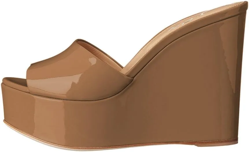 YDN Women High Heels Platform Mules Peep Toe Clogs Slip on Wedge Sandals Slide Backless Shoes Size 4-15 US