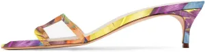YDN Women's Square Open Toe Low Kitten Heels Slide Sandals Cutout Mules Pumps Summer Party Dress Shoes