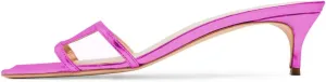 YDN Women's Square Open Toe Low Kitten Heels Slide Sandals Cutout Mules Pumps Summer Party Dress Shoes
