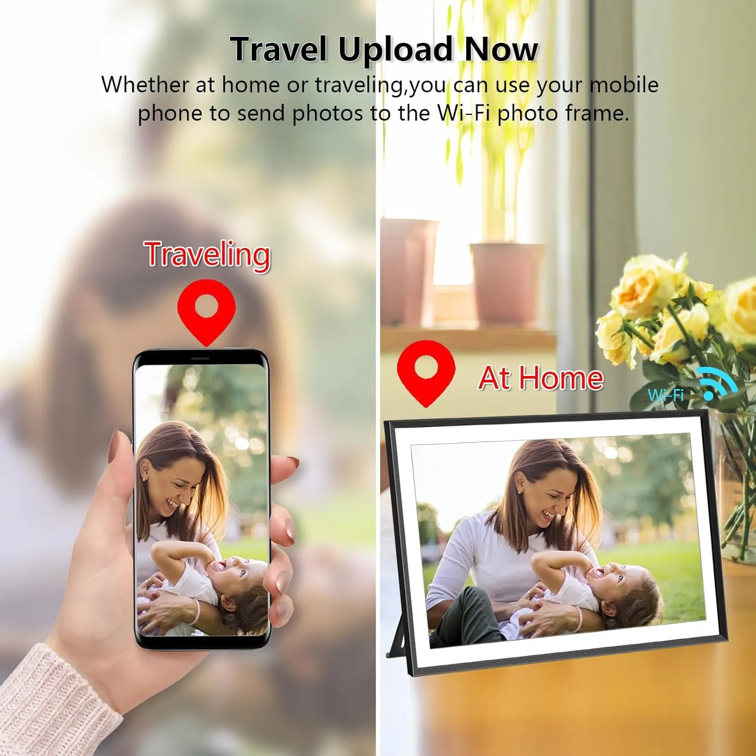 YENOCK15.6 WiFi Digital Picture Frame,32GB FHD IPS LCD Touch Screen,Large Digital Smart Photo Frame Wall Mountable,Share Photos/Videos Instantly via Free APP,Father's Day/Birthday/Christmas