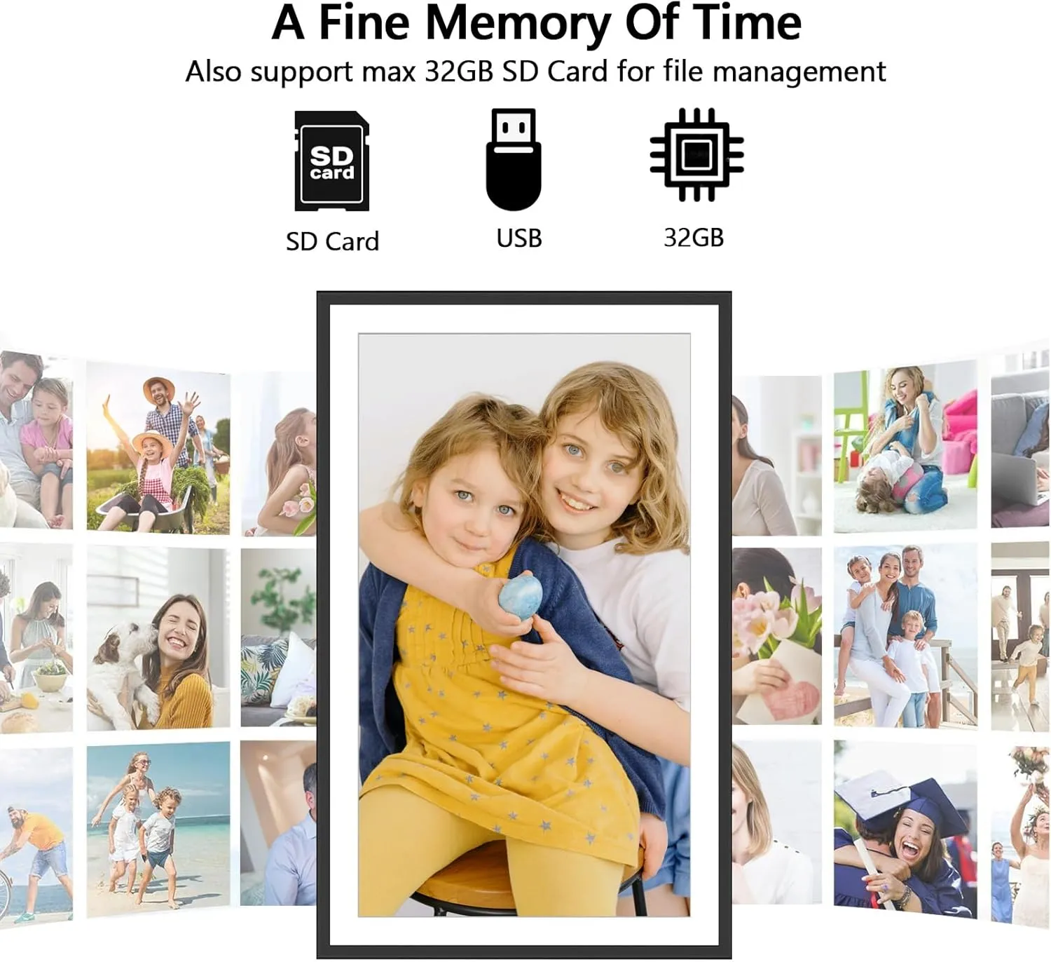 YENOCK15.6 WiFi Digital Picture Frame,32GB FHD IPS LCD Touch Screen,Large Digital Smart Photo Frame Wall Mountable,Share Photos/Videos Instantly via Free APP,Father's Day/Birthday/Christmas
