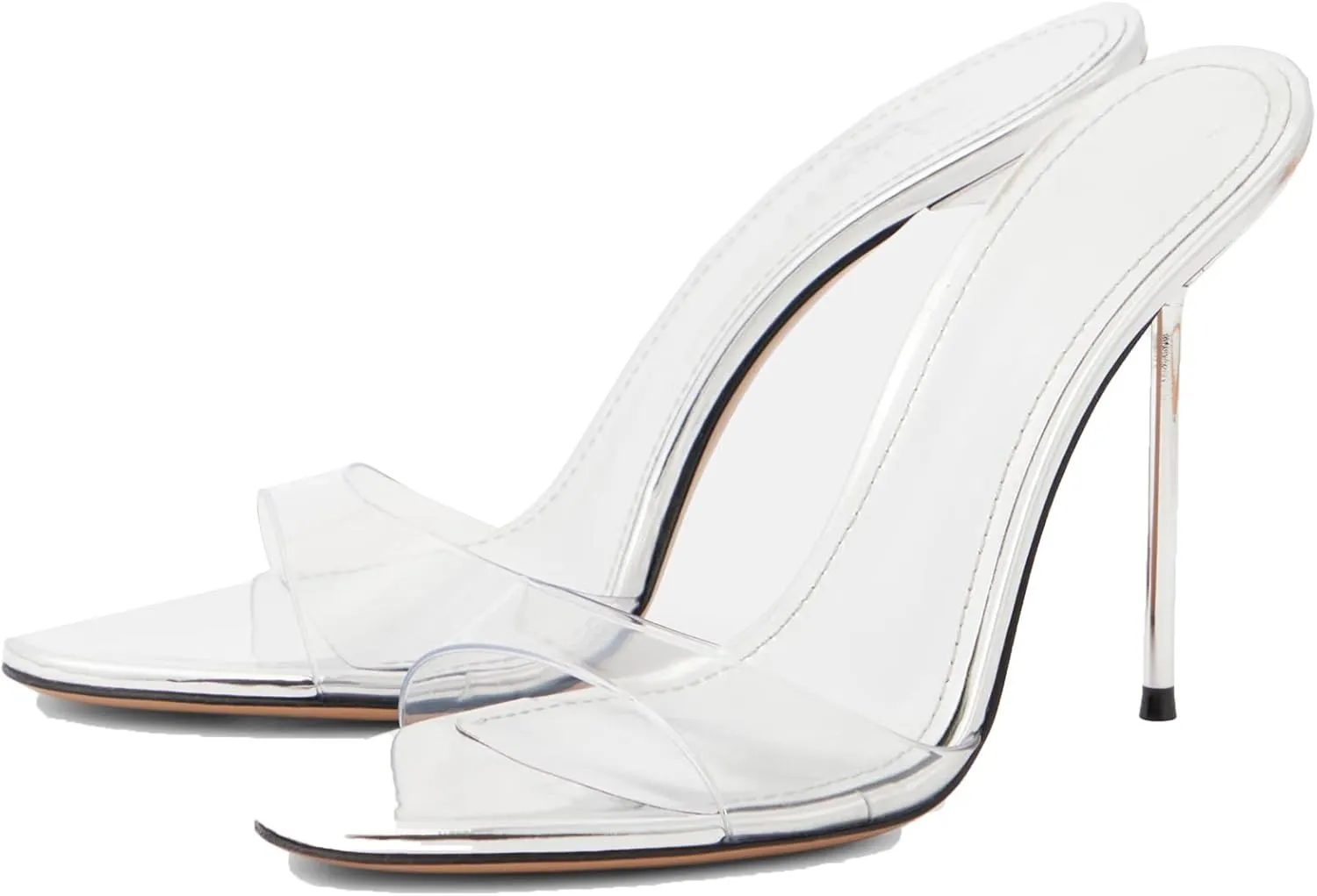 YIYA Women's Open Round Toe Mules Heels Patent Leather Stiletto Kitten High Heels Slip On Slide Sandals Backless Party Wedding Dress Pumps