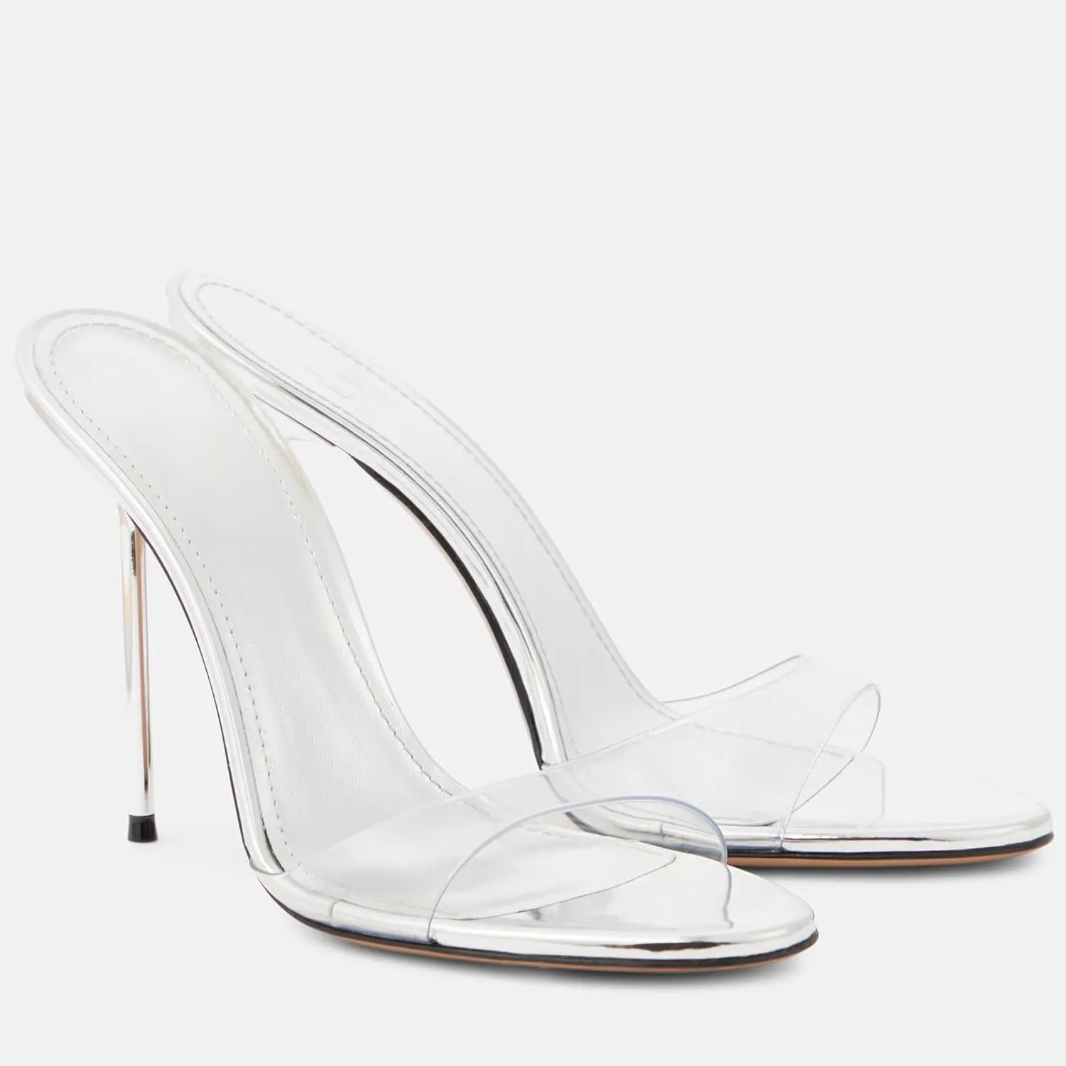 YIYA Women's Open Round Toe Mules Heels Patent Leather Stiletto Kitten High Heels Slip On Slide Sandals Backless Party Wedding Dress Pumps