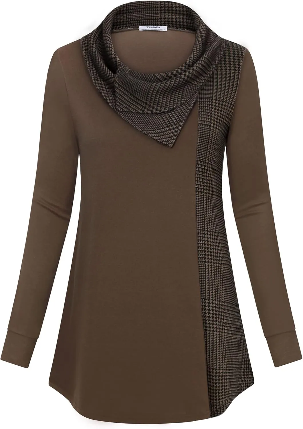 Youtalia Women's Long Sleeve Cowl Neck Tunic Color Block Pullover Sweatshirt