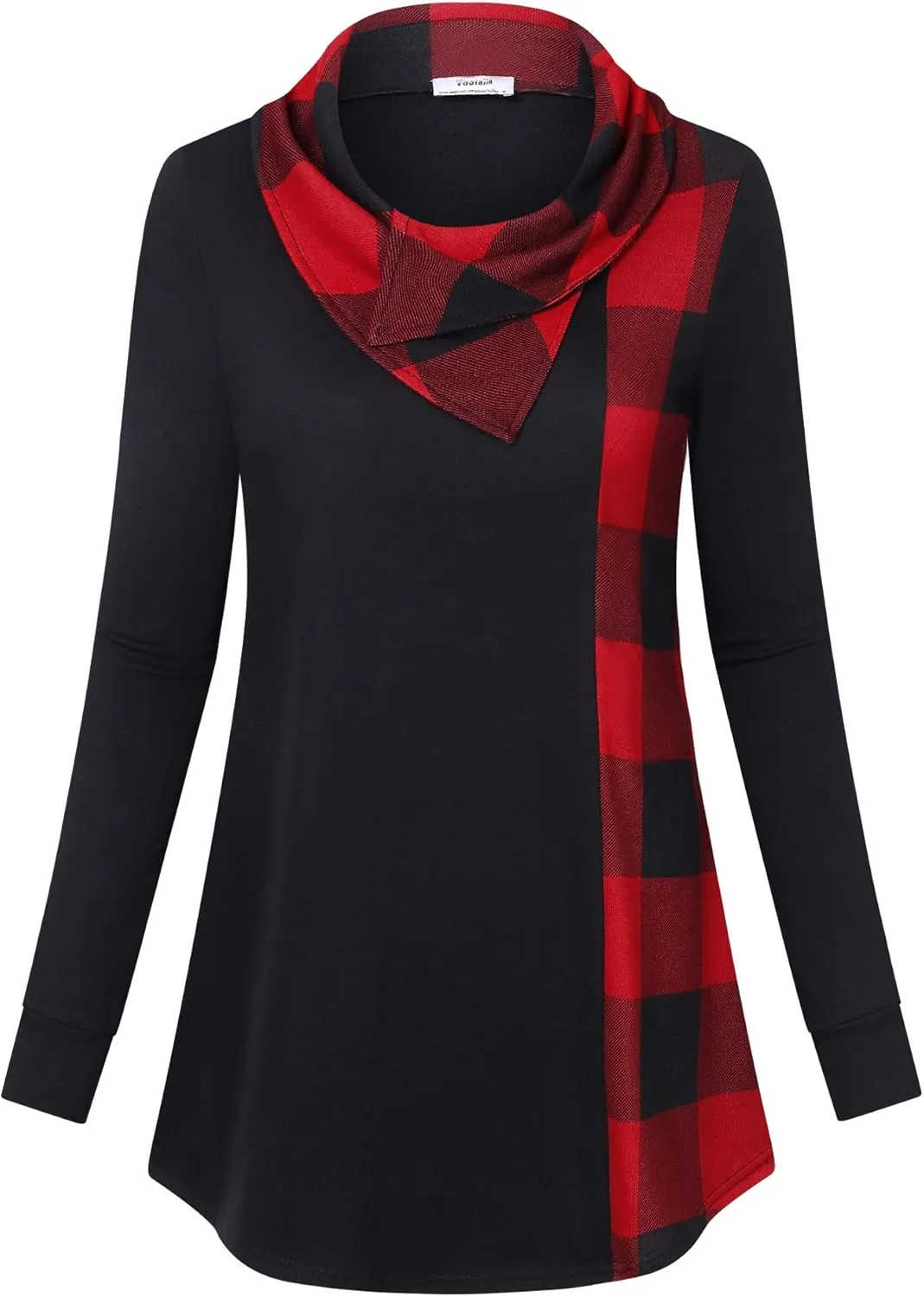 Youtalia Women's Long Sleeve Cowl Neck Tunic Color Block Pullover Sweatshirt