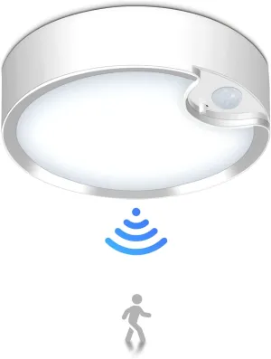 Yurnero Motion Sensor Ceiling Light Battery Operated Battery Powered Ceiling Light with 400LM 6000K 7.8 inch Motion Activated Light for Closet Stair Hallway Shower Shed Garage Pantry Basement Porch