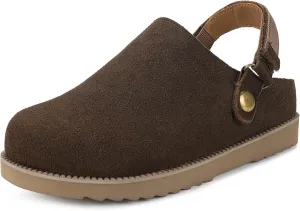 ZUSERIS Kids Clogs Girls Platform Slippers with Adjustable Back Strap Boys Slip On Suede Clog Slippers Cute Unisex-Child Leather Mules for Indoor and Outdoor