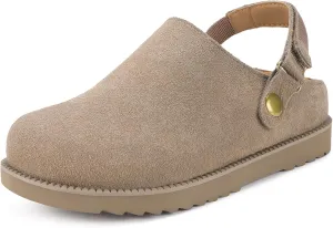 ZUSERIS Kids Clogs Girls Platform Slippers with Adjustable Back Strap Boys Slip On Suede Clog Slippers Cute Unisex-Child Leather Mules for Indoor and Outdoor
